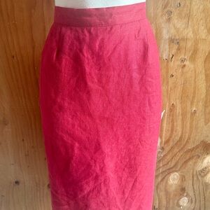 RODIER Vibrant Red Midi Skirt vintage linen